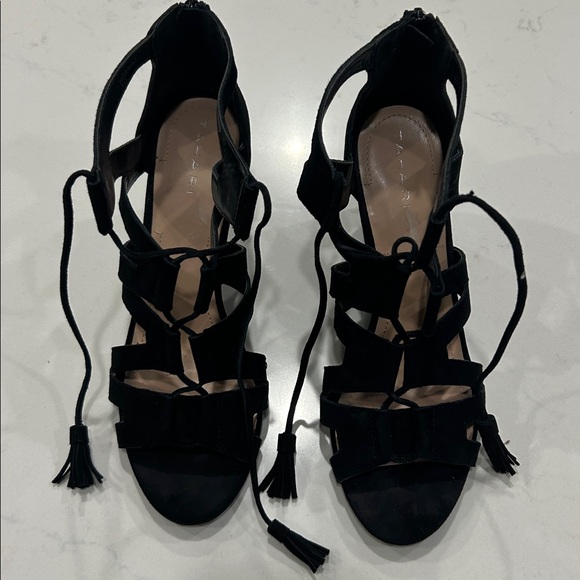 Tahari Norway Black Suede High Heal Sandals - Picture 7 of 7